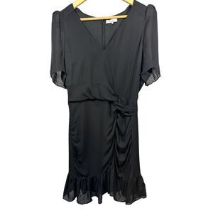 PARKER Women's Krislyn Ruffled Silk Mini A-Line Dress Black Size 10